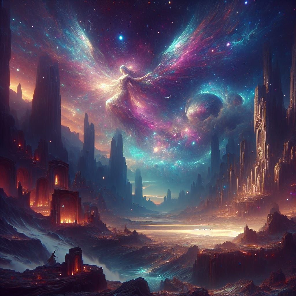 Asteria: Greek Goddess of Stars in Matte Painting Style