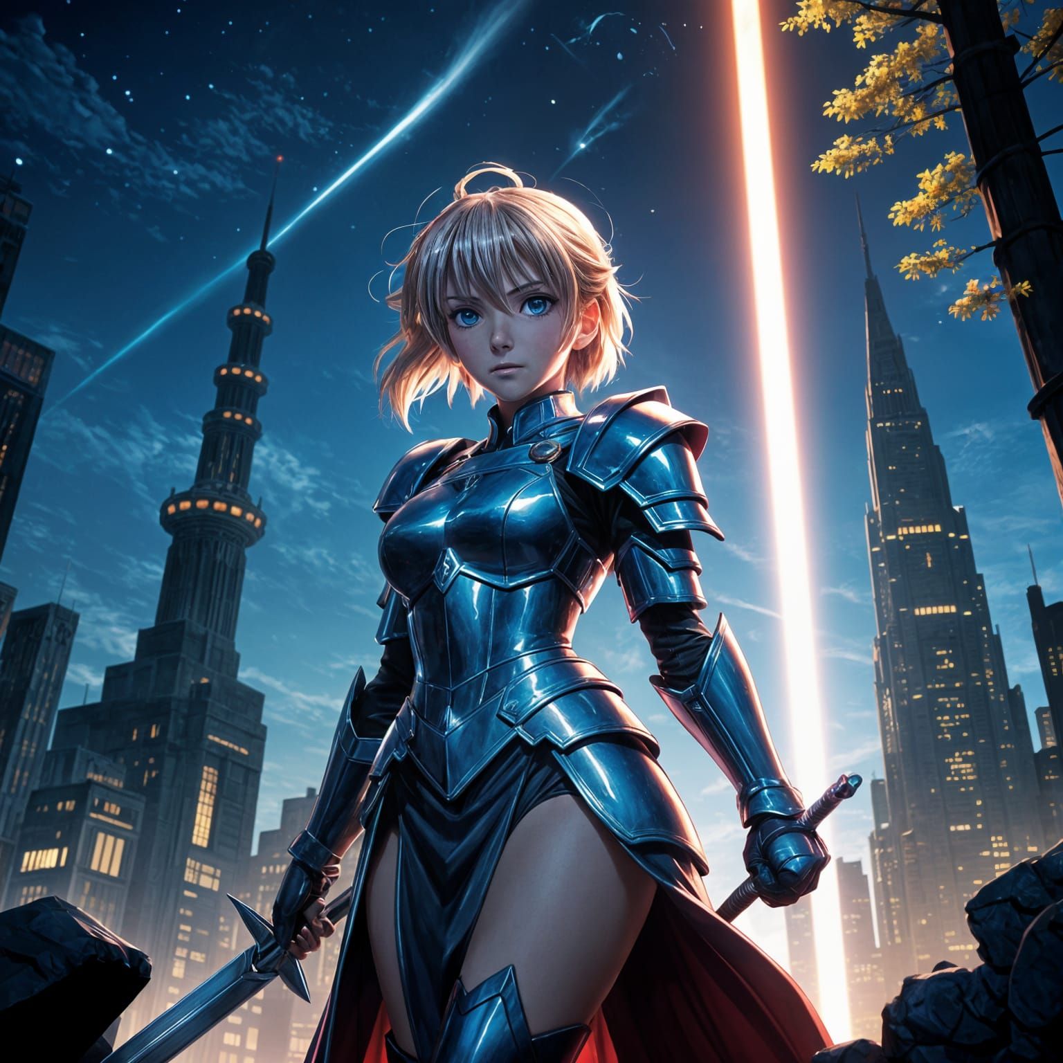 Epic Anime-Inspired Saber Illuminated by Cinematic Lighting