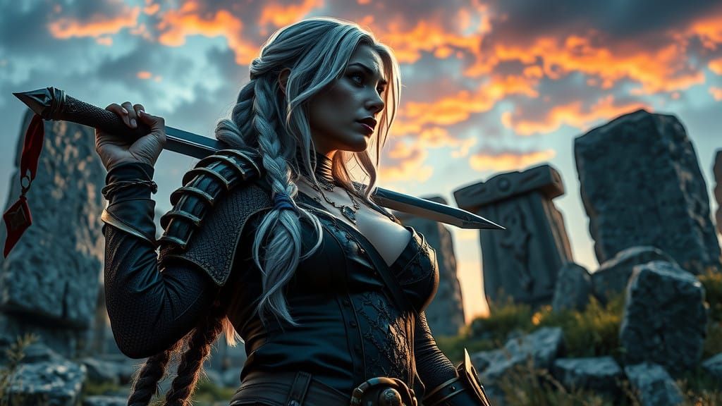 Epic Skyrim-Inspired Warrior Maiden in Gothic Splendor