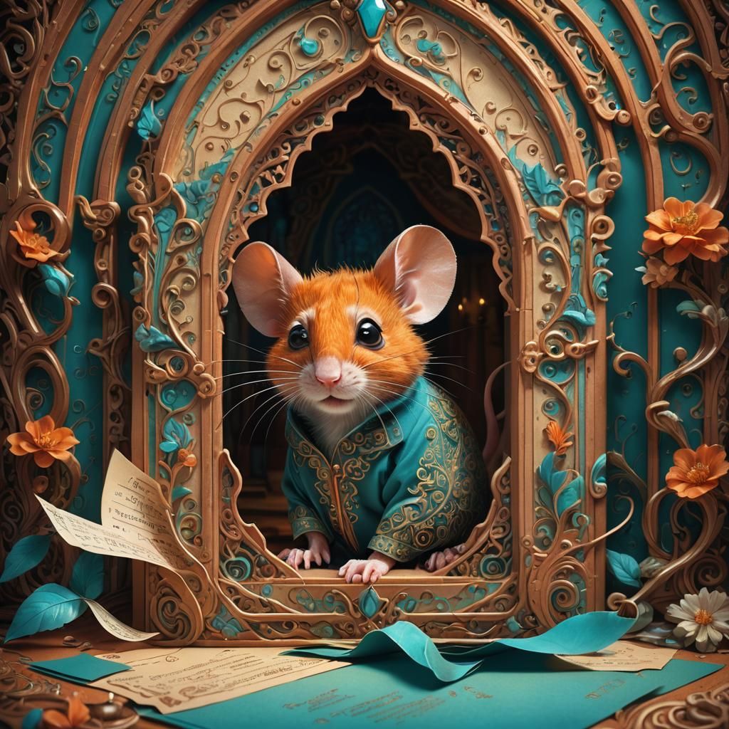 Bewildered Mouse in Envelope: Fantasy Concept Art