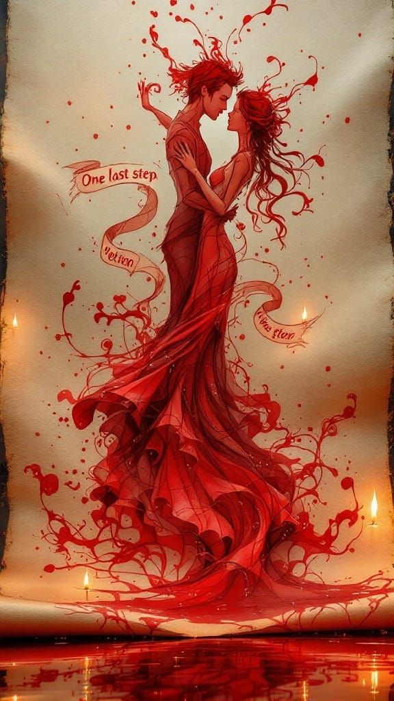Ephemeral Waltz in Crimson Ink on Ancient Parchment
