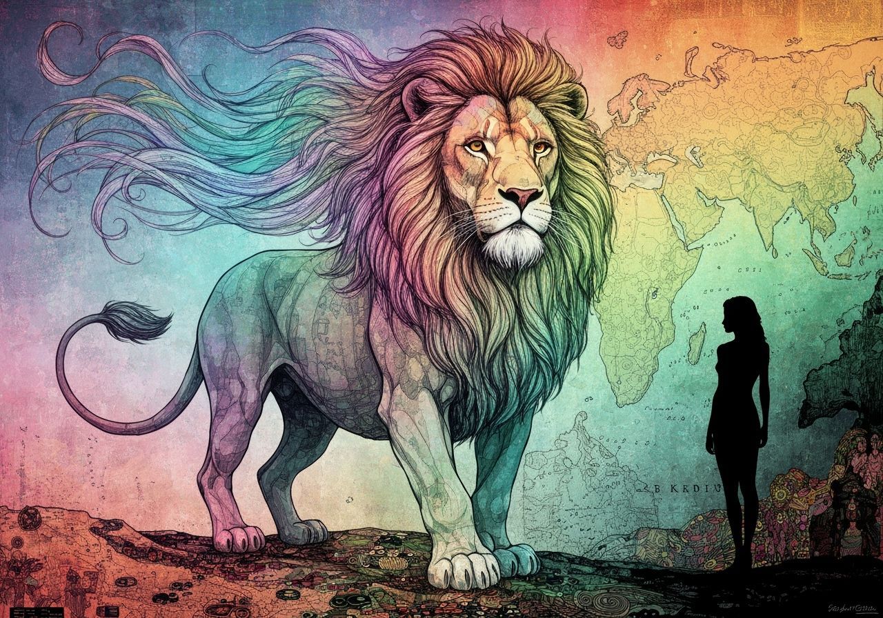 Majestic Abstract Lion in Fine Art Mastery