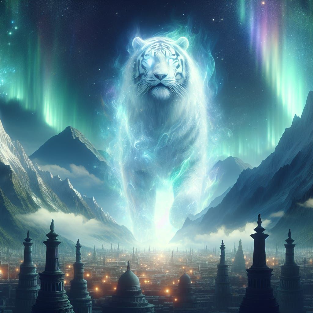 Cosmic Tiger Emerges from Celestial Haze