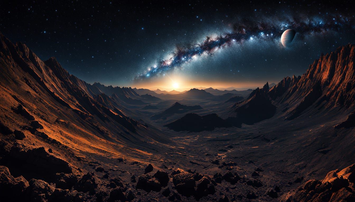 Volcanic Planet at Sunset