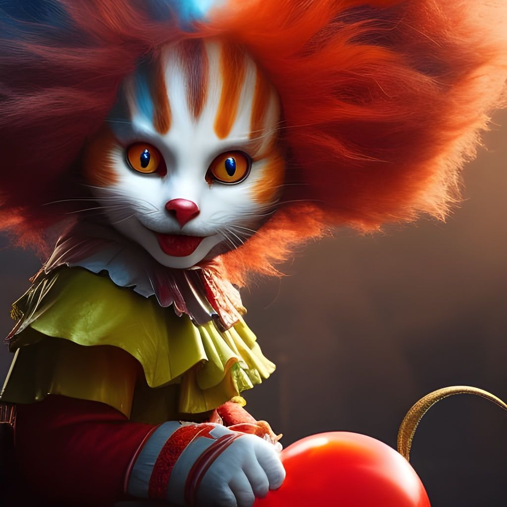 Cute Cat as Pennywise the Clown Digital Art
