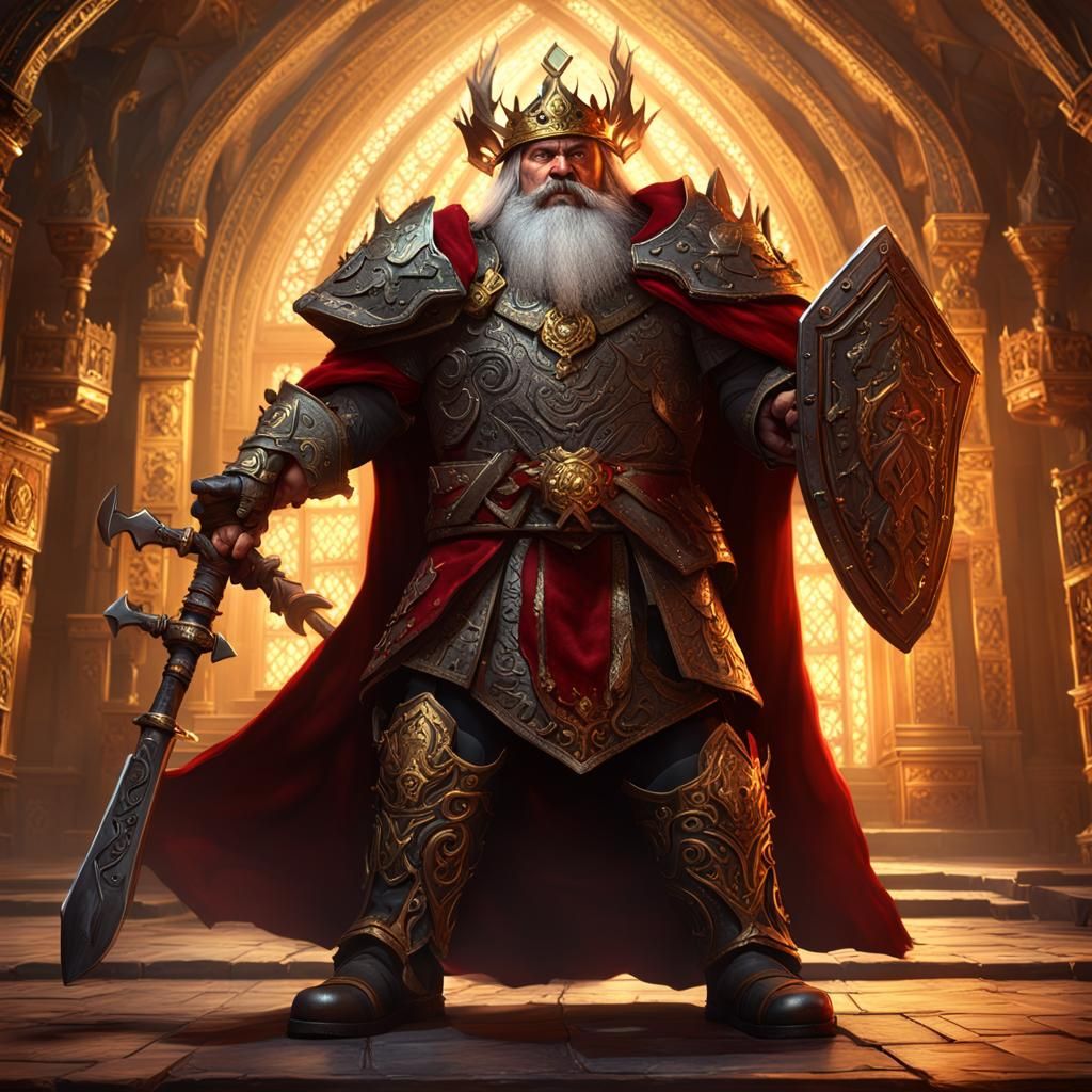 Fantasy Dwarf King in Ornate Armor