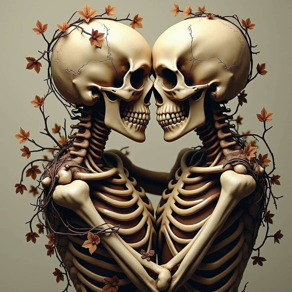 Embracing Sugar Skulls with Vines