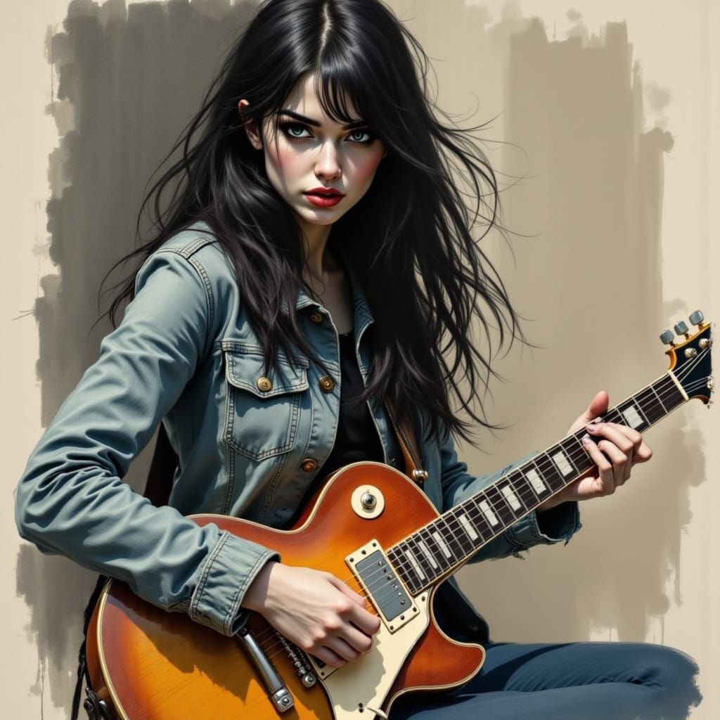 Urban Grunge Portrait of a Young Guitarist