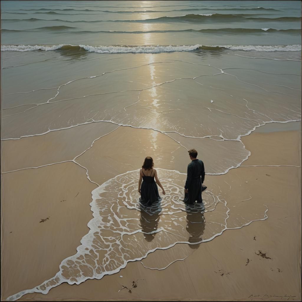 Desolate Seascape Oil Painting Evokes Longing