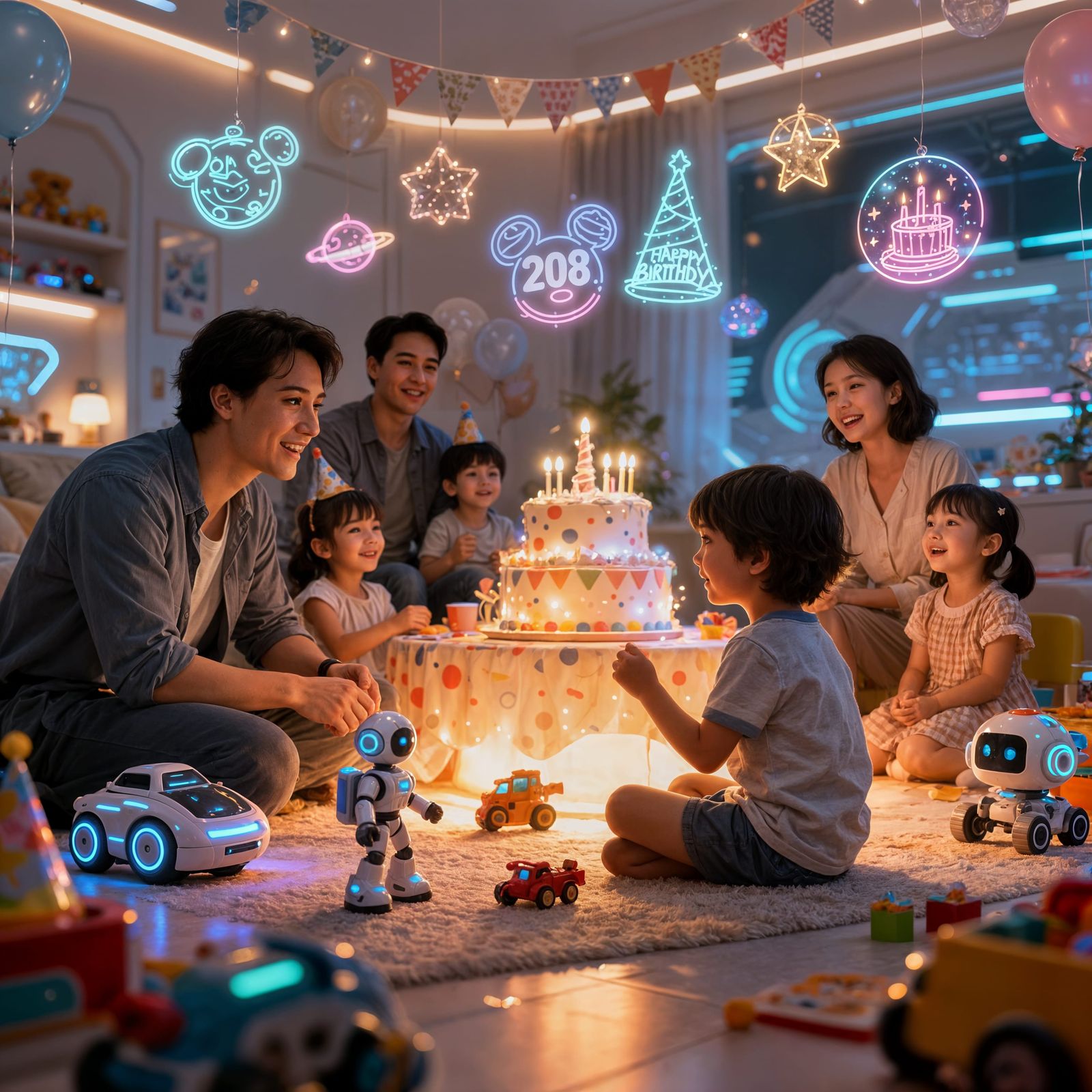 Futuristic Birthday Party in 2085 With Holographic Decoratio...