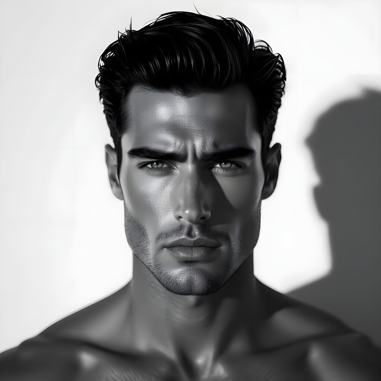 Intense Black and White Portrait of a Man