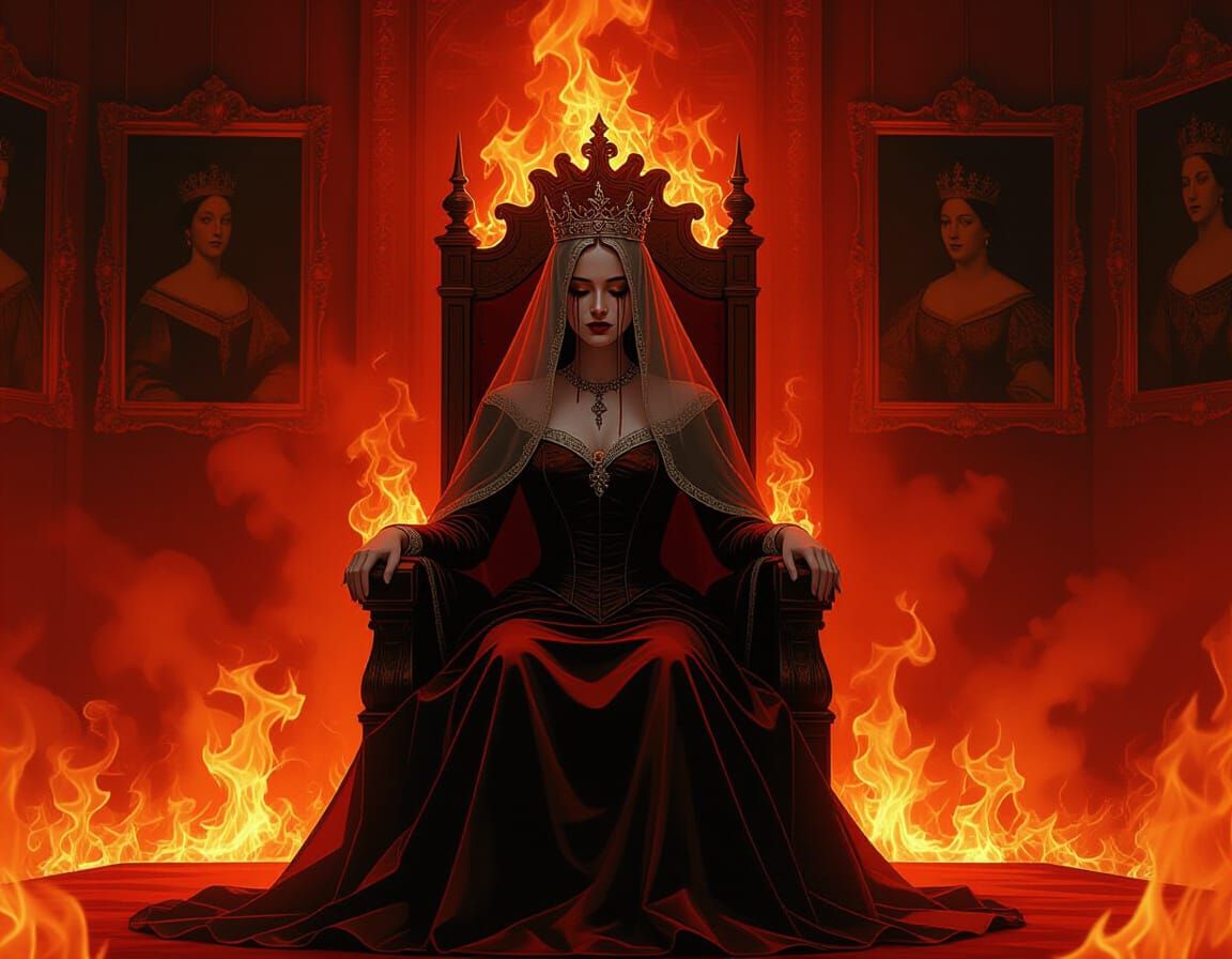 Sorrowful Queen in Burning Throne Room