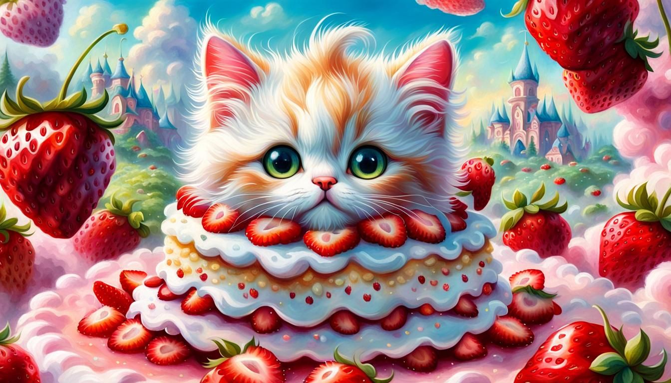 Strawberry Kitten in Dreamy Ethereal World