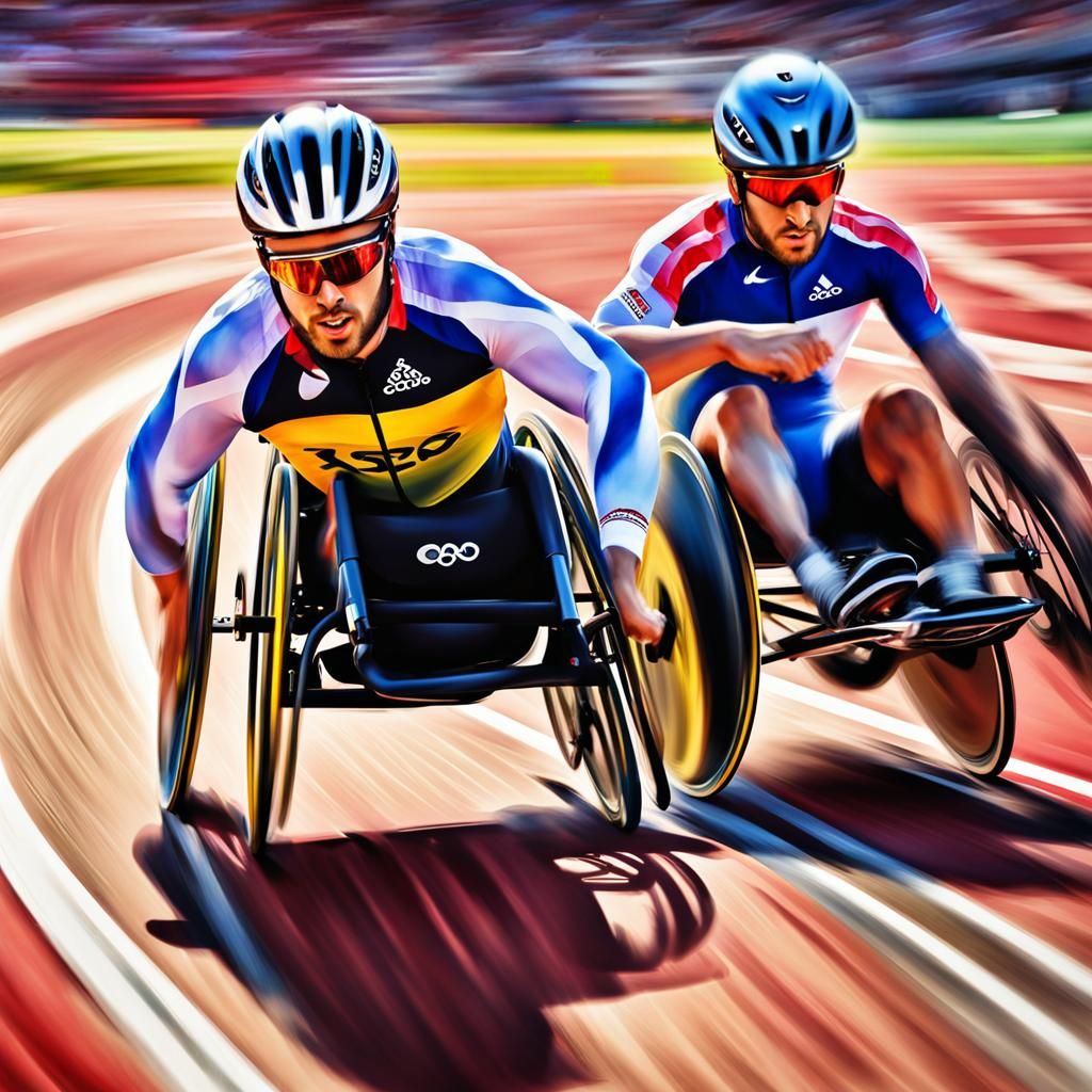 Wheelchair Race in Olympic Stadium: Digital Watercolor