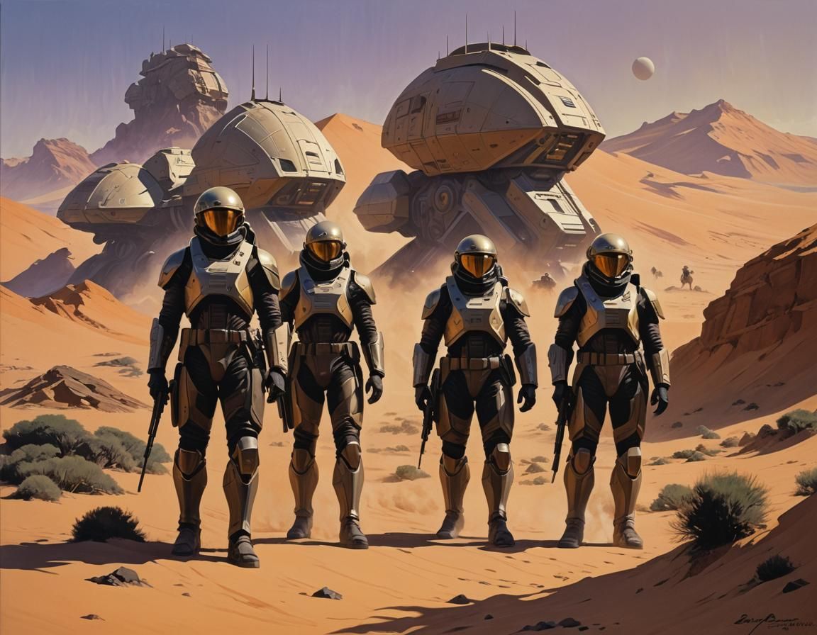 Sardaukar Troops in Retro-Futuristic Style