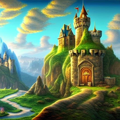 Fantasy Sky Castle in Majestic Landscape