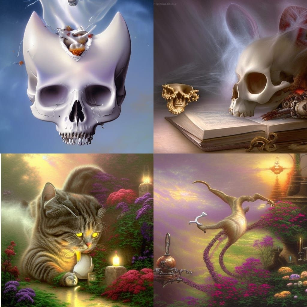 Ethereal Cat Skull in Fantasy Mist