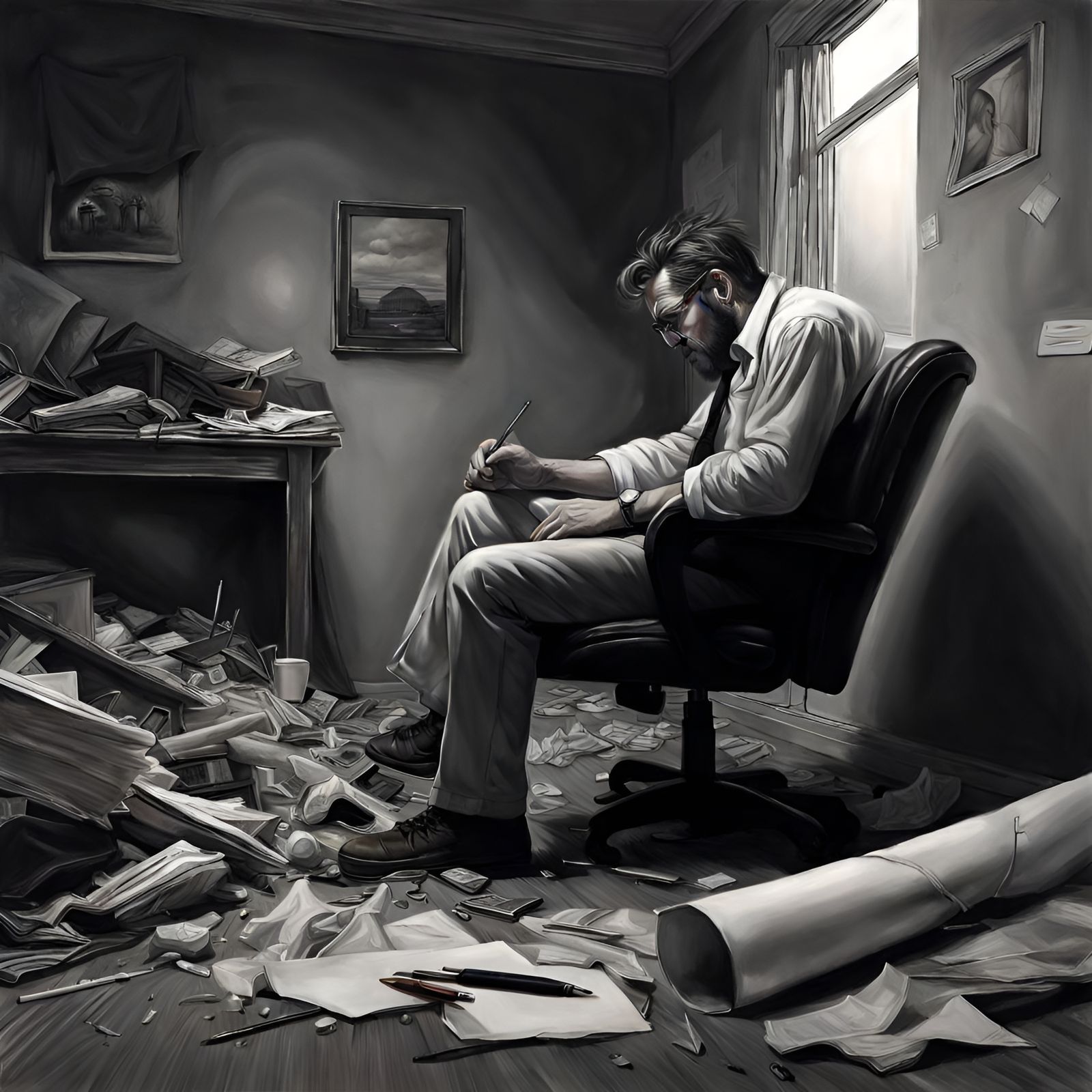 Hyperrealistic Portrait of Inner Turmoil and Conflict