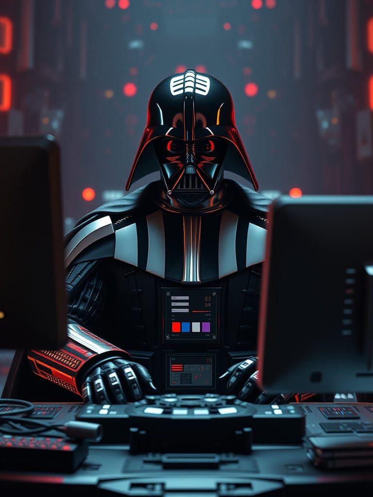 Darth Vader in Polished Sci-Fi Armor, Front View
