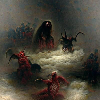 Demons from Hell in Dark Engraving Style