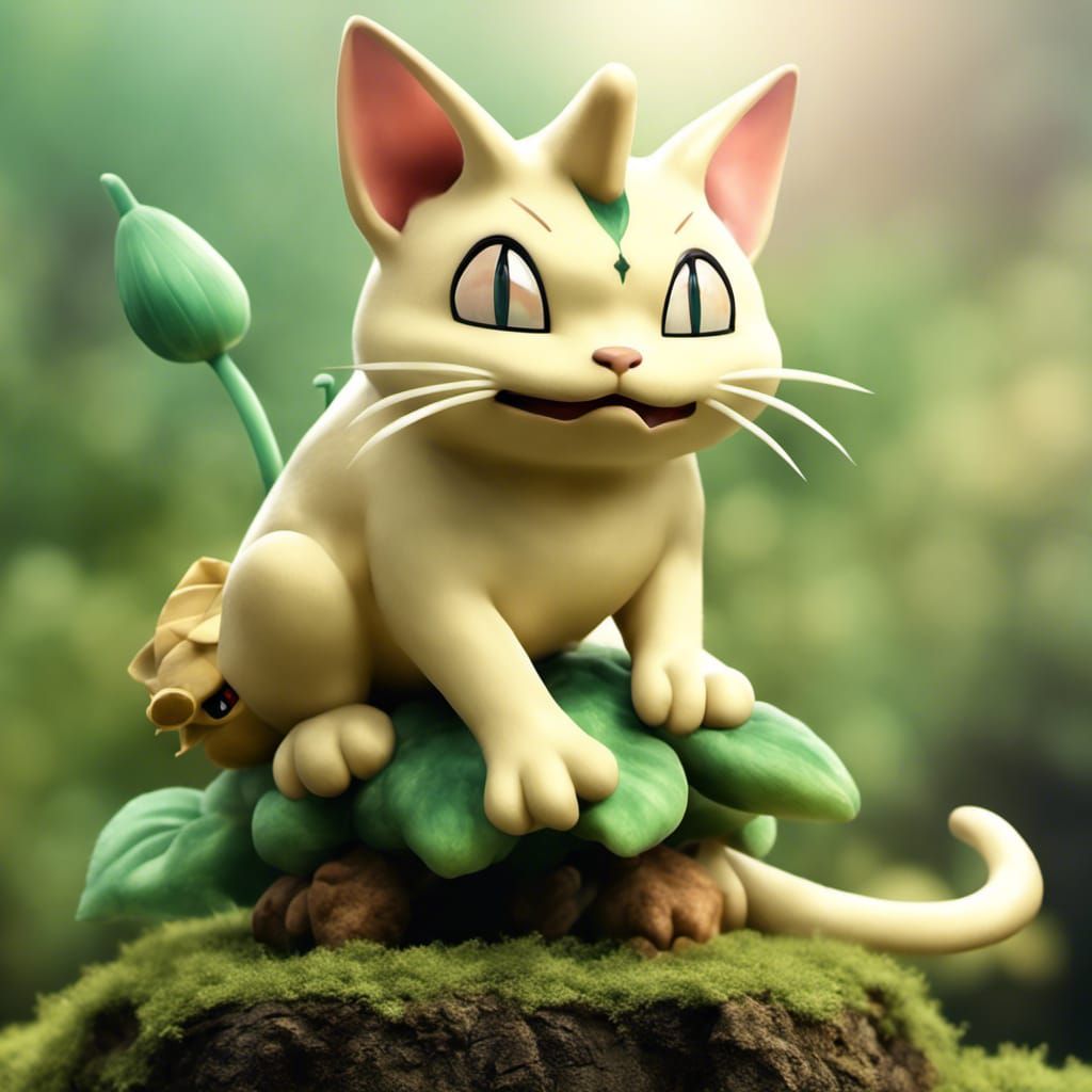 Meowth and Bulbasaur: A Pokémon Photo