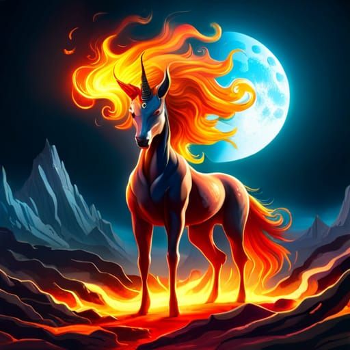 Fiery Dark Unicorn: A Fantasy Masterpiece