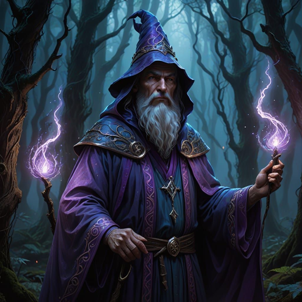 Wizard in Dark Forest Concept Art