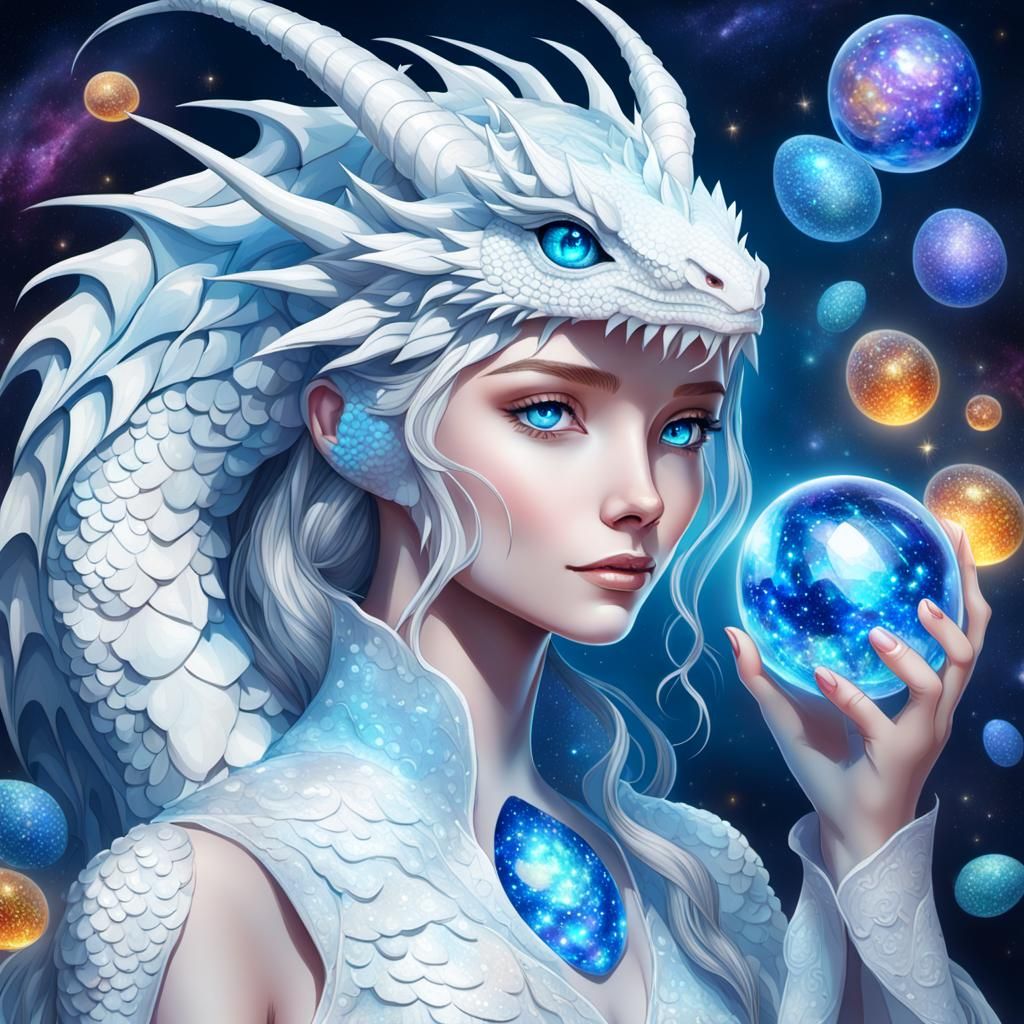 Dragon Mother Protects Eggs in Holographic Illustration