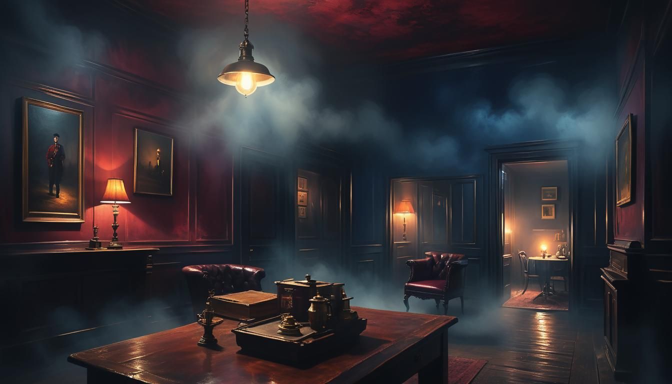 Moody Room with Fog in Oil Painting Style