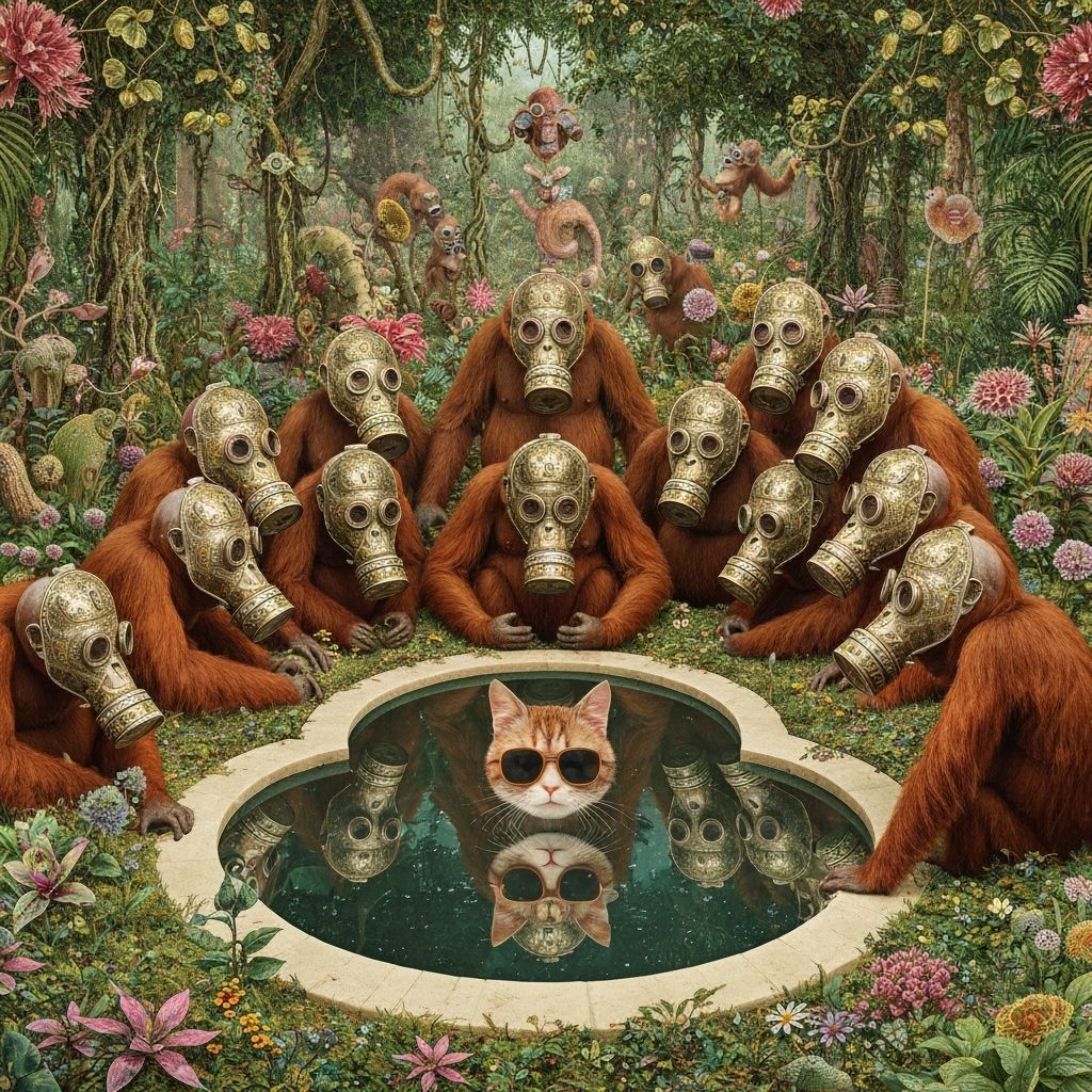 Orangutans in Gas Masks: A Surreal Vintage Photo