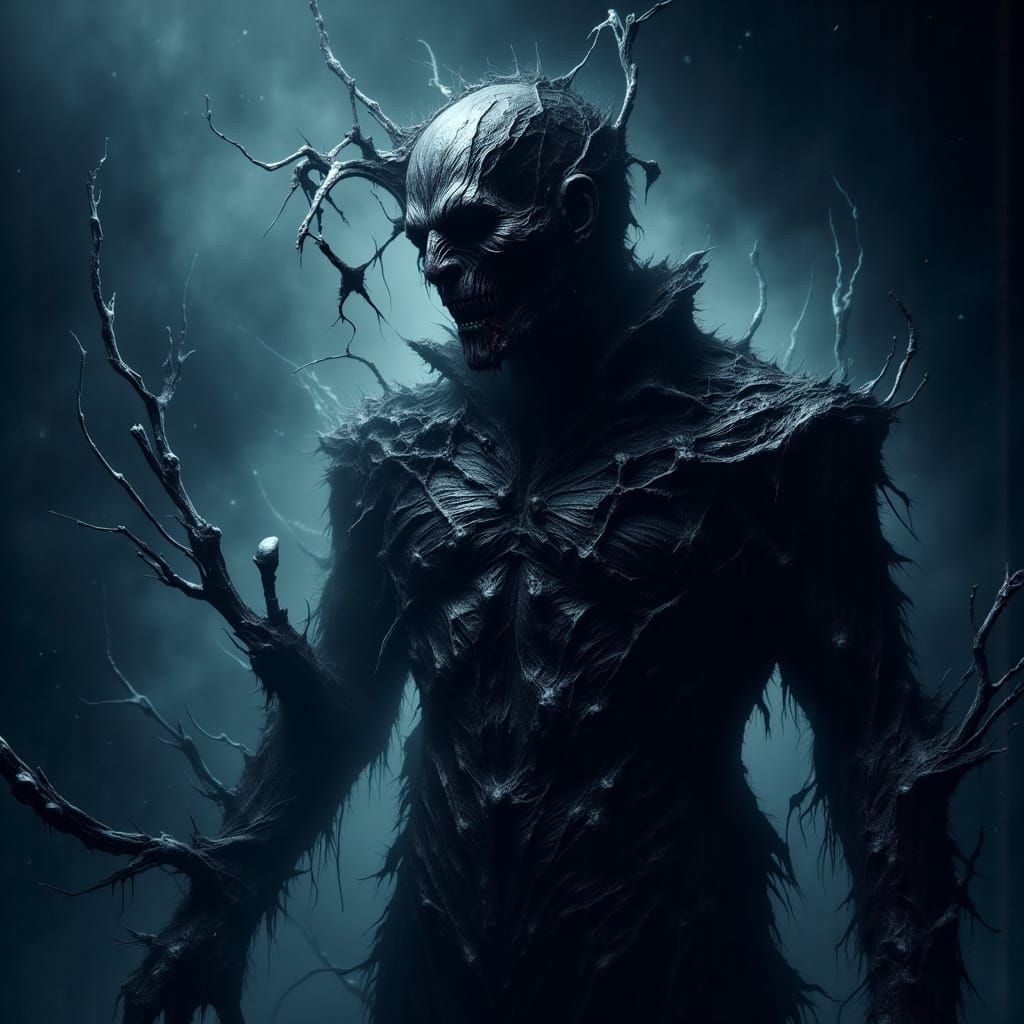 Black Slime Zombie Transformation in Grotesque Style