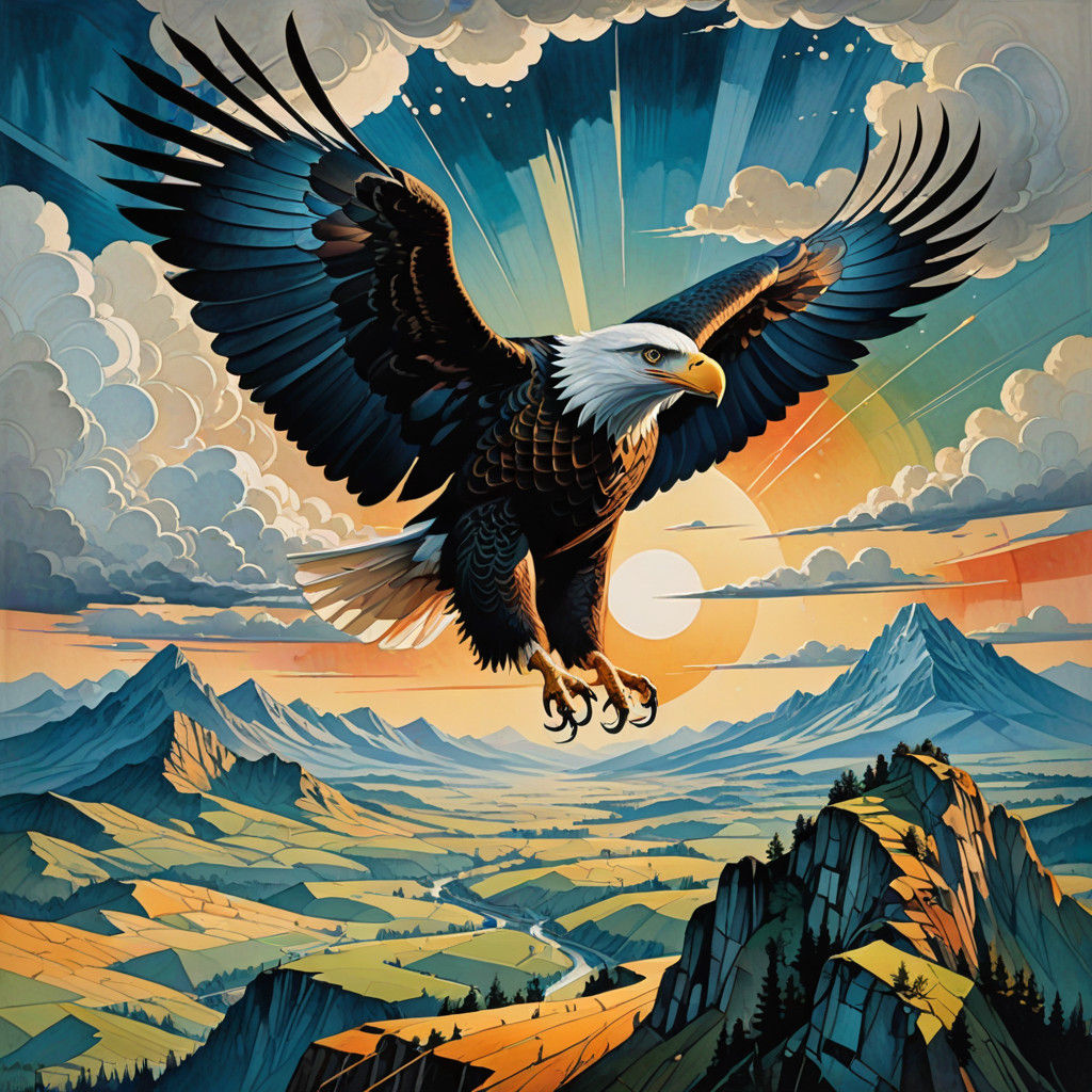 Surreal Eagle Soars in a Cosmic Storm
