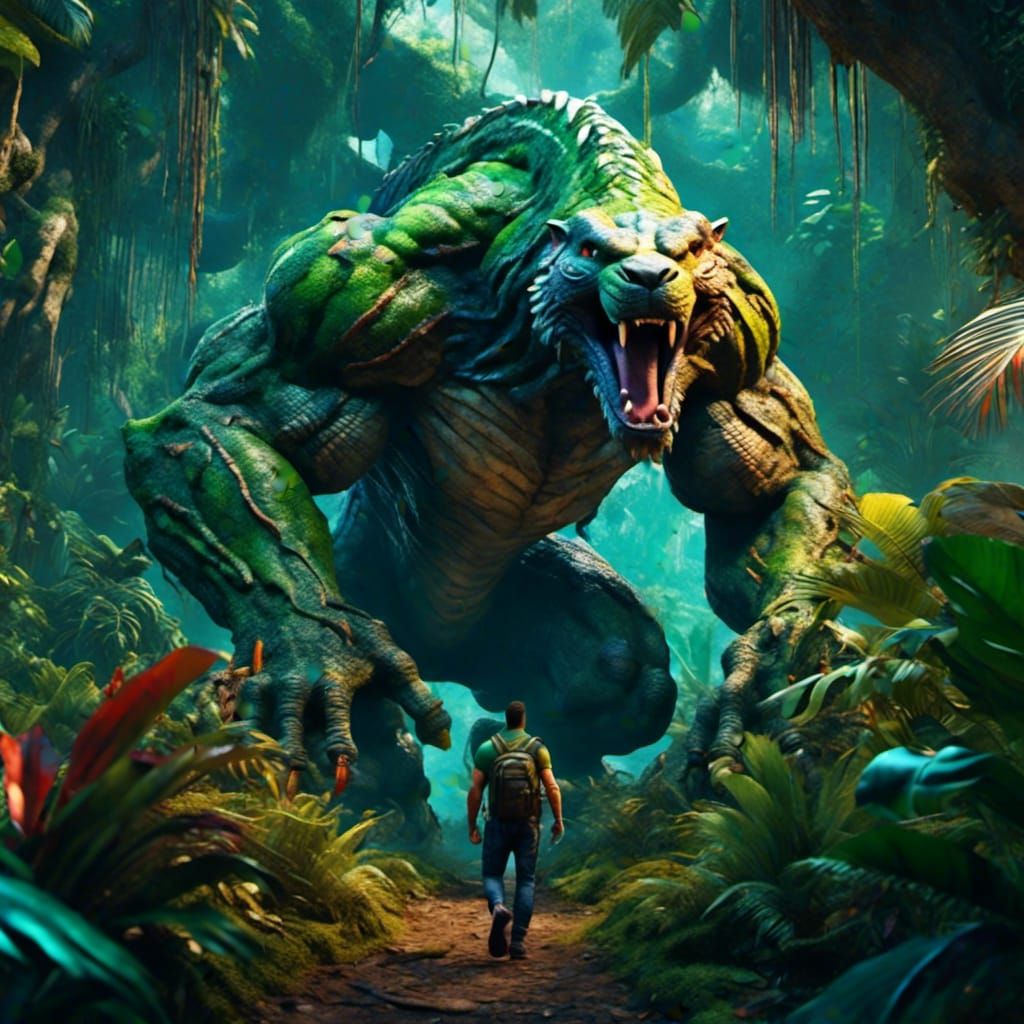 Jungle Walker in Vibrant Digital Art Style