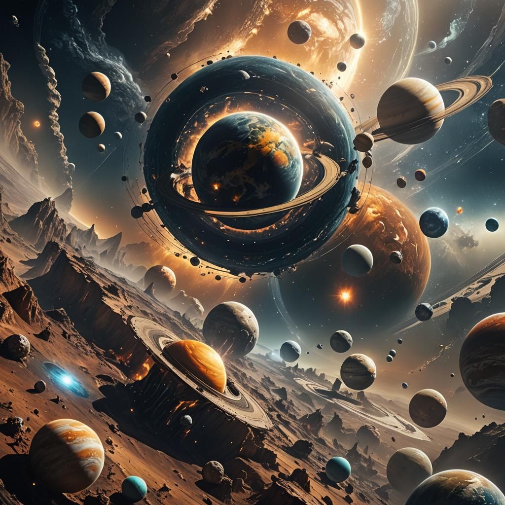 Epic Solar System Digital Matte Painting