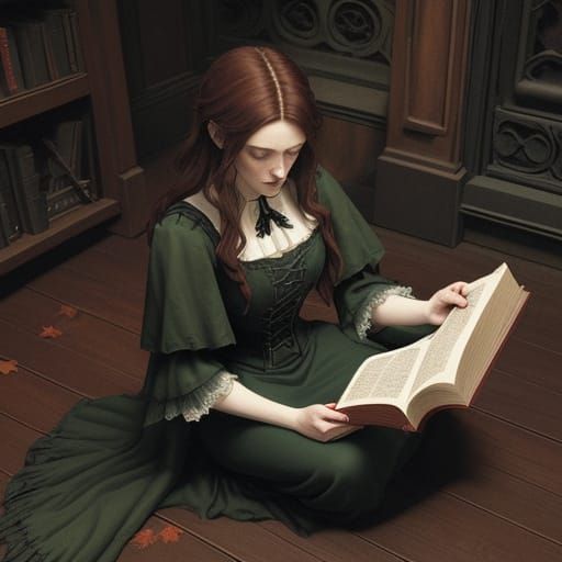 Mysterious Young Witch in Dark Victorian Gothic Style