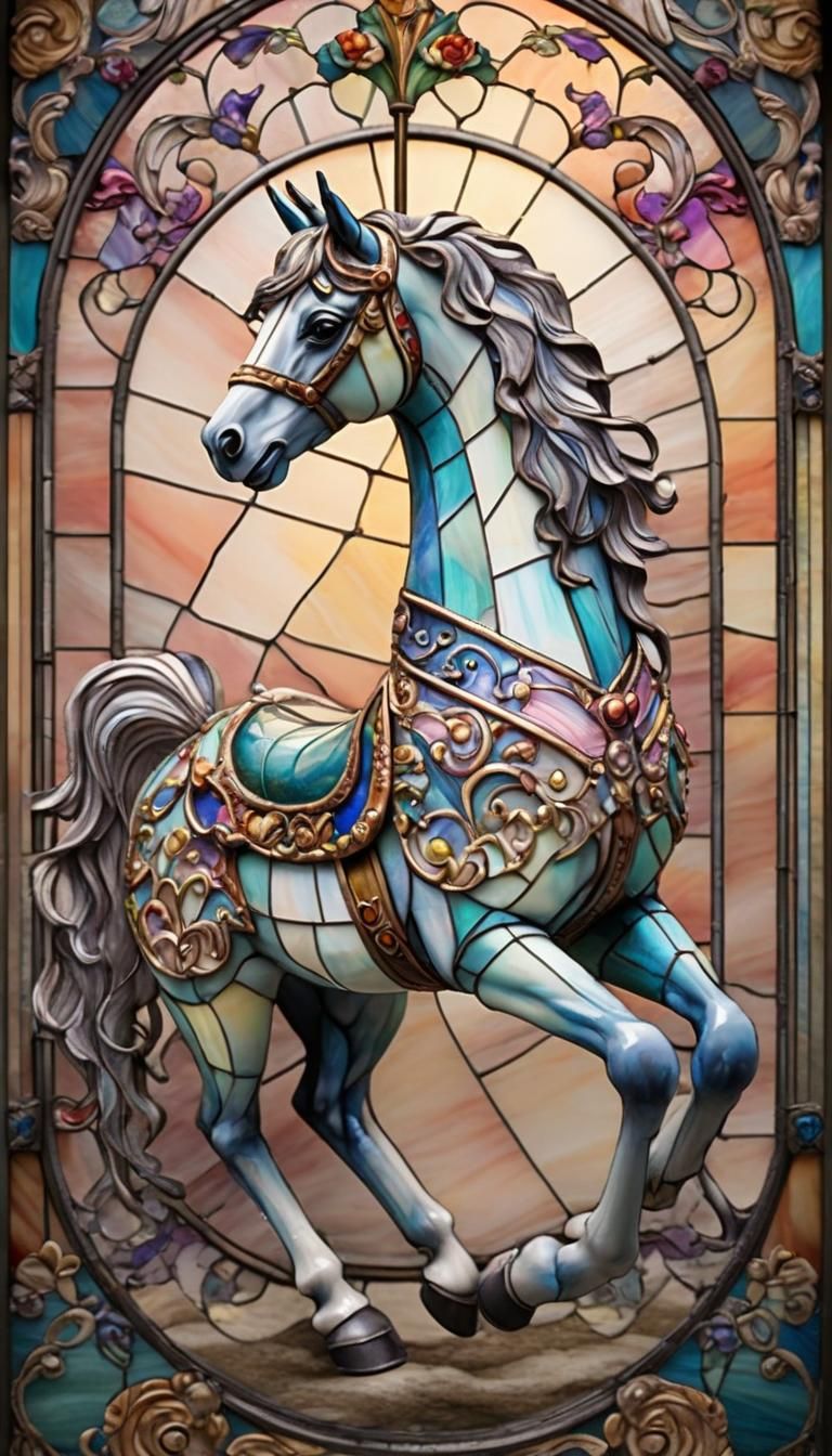 Stained Glass Carousel Horse