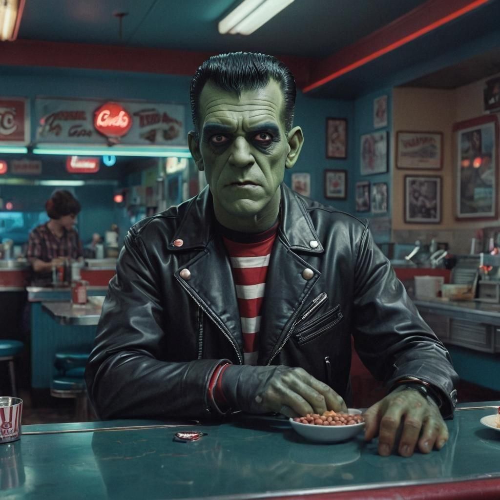 Frankenstein's Diner: Retro-Futuristic 1950s Biker