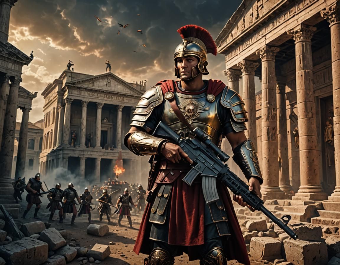 Humorous Roman Centurion Time Clash