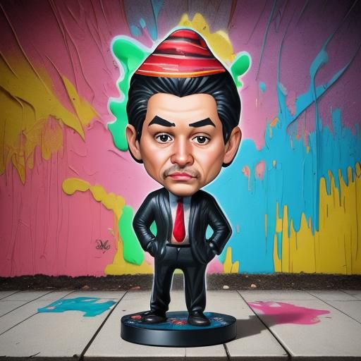 Whimsical Bobblehead Caricatures in Graffiti Street Art