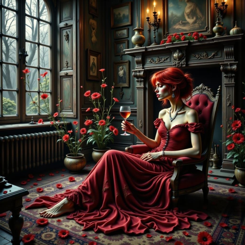 Red-Haired Queen in Haunted Library, Sinister Style