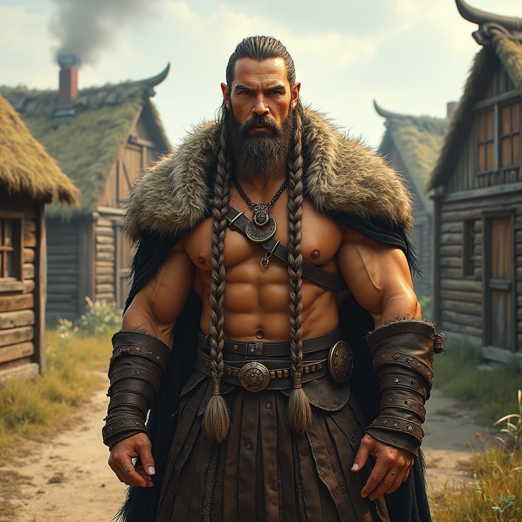 Viking Warrior Emerges from Golden Light