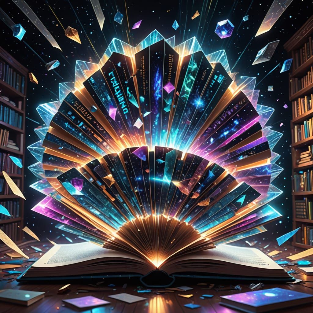 Giant Crystalline Fan Unfolding in Space with Comic Panels