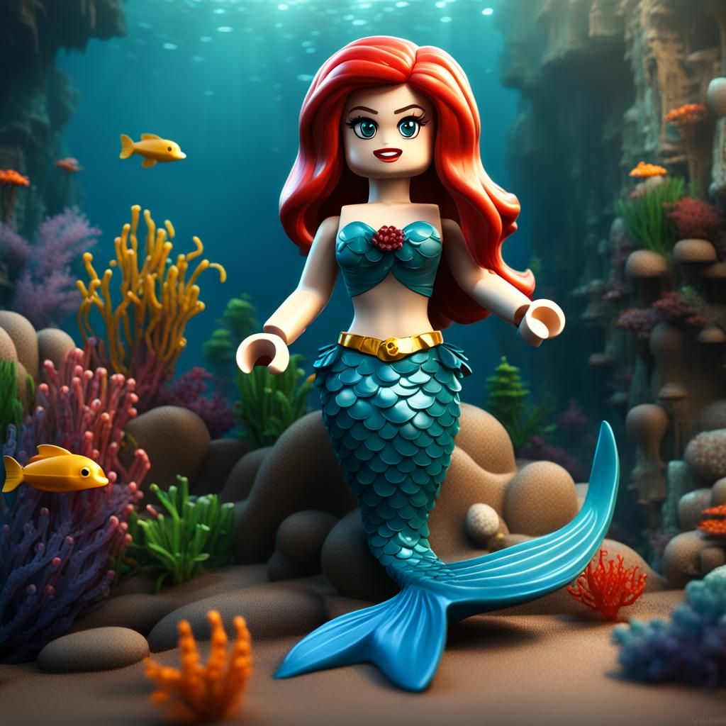 Lego Mermaid Character in Detailed Digital Painting
