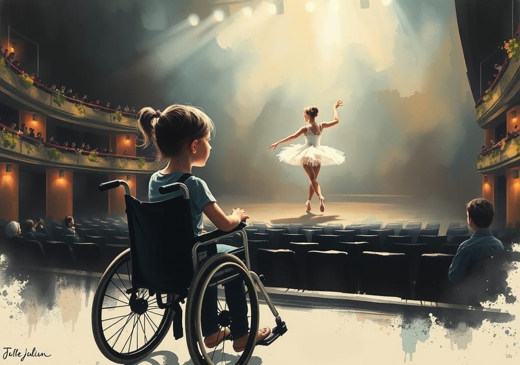 Ink Splatter Art: Ballerina and Girl in Wheelchair