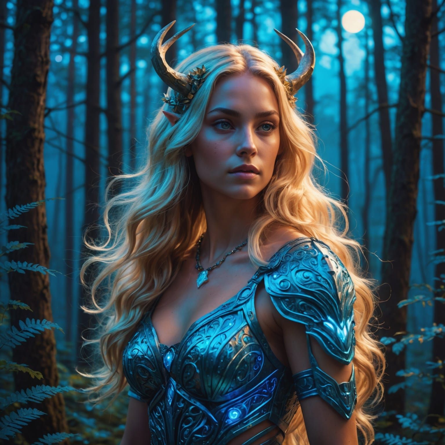 Female Centaur in Forest at Sunset, Astral Illustration