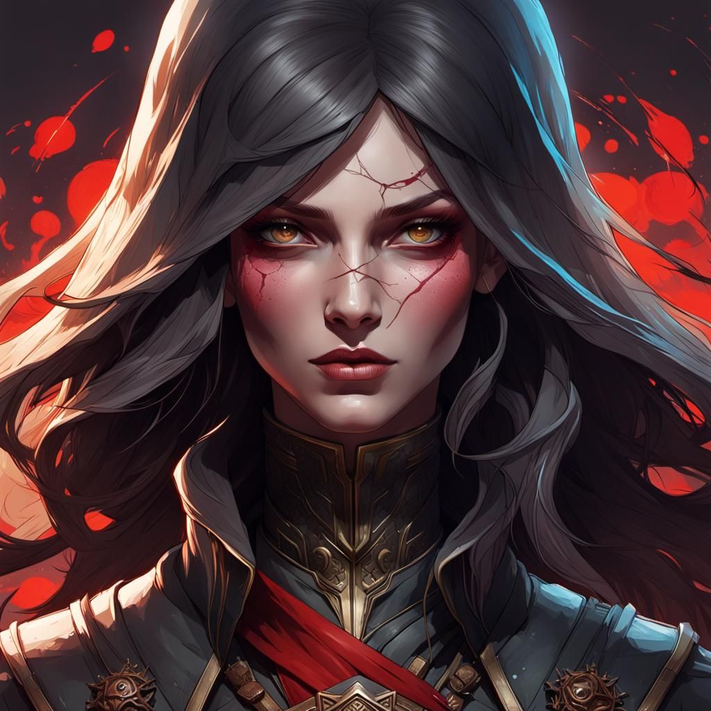 Beautiful Assassin Portrait in Hyperdetailed Style