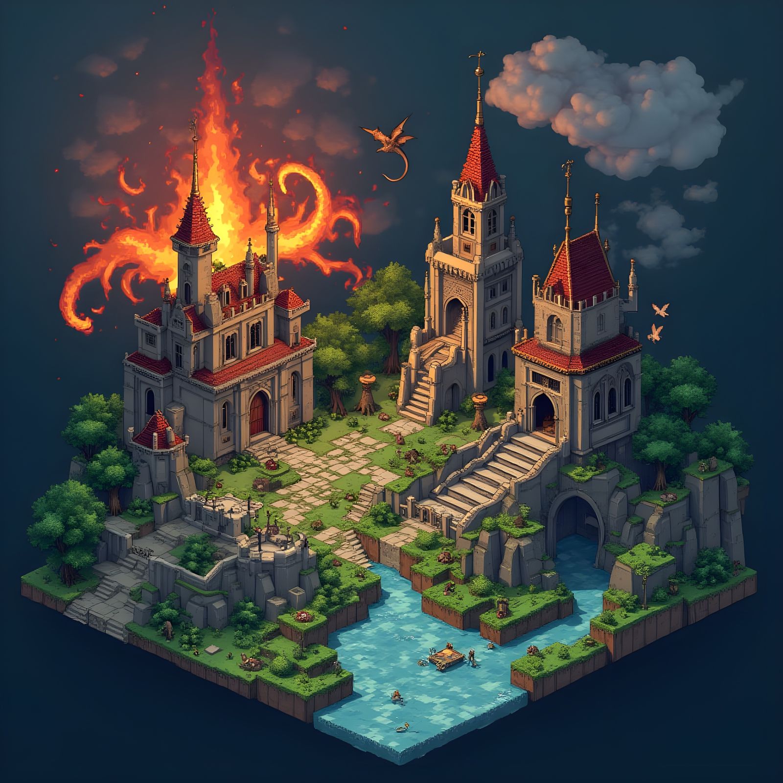 Fantasy Minecraft Adventure Map with Dragons and Castles