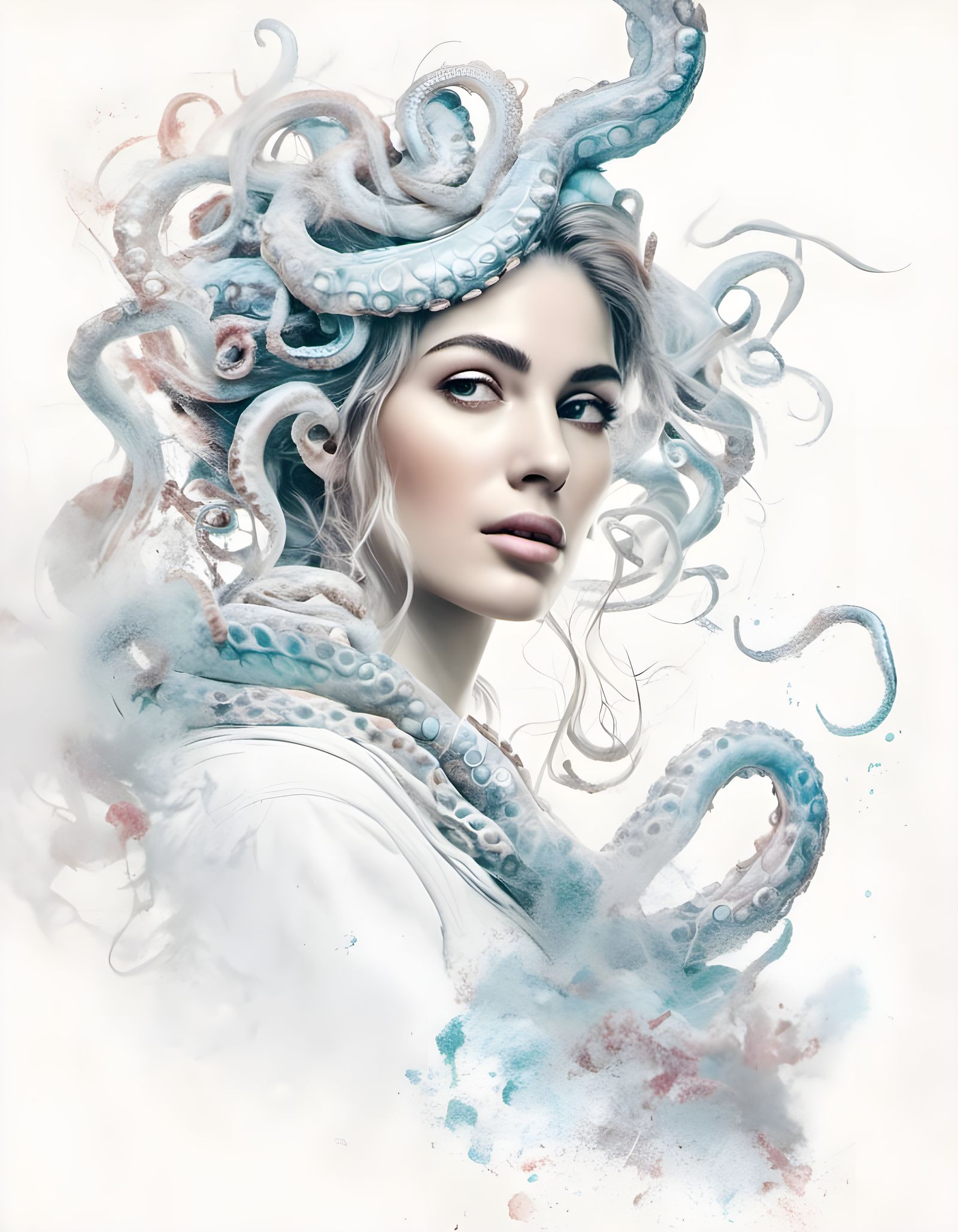 portrait of <lora:Female WarriorVerse:1.0> , tentacles on he...