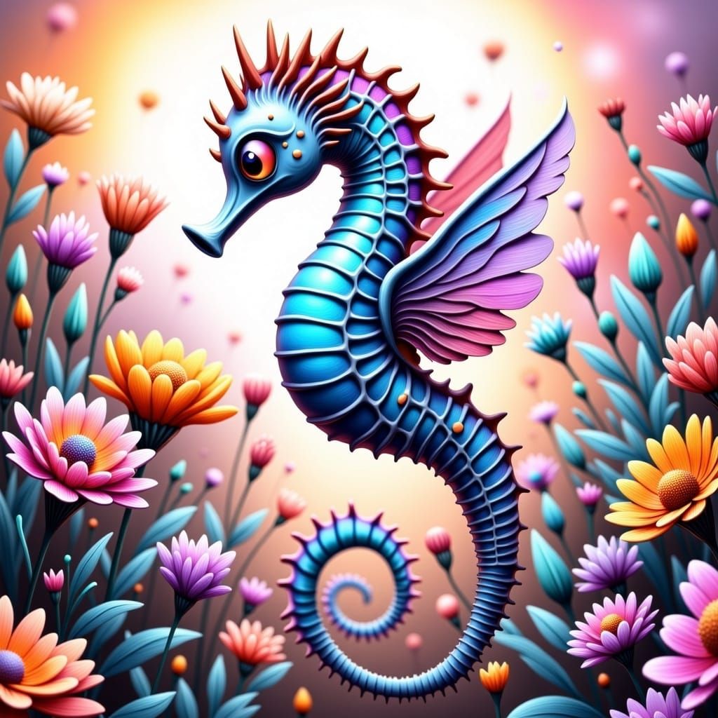 Enchanted Floral Realm in Vibrant Iridescent Colors