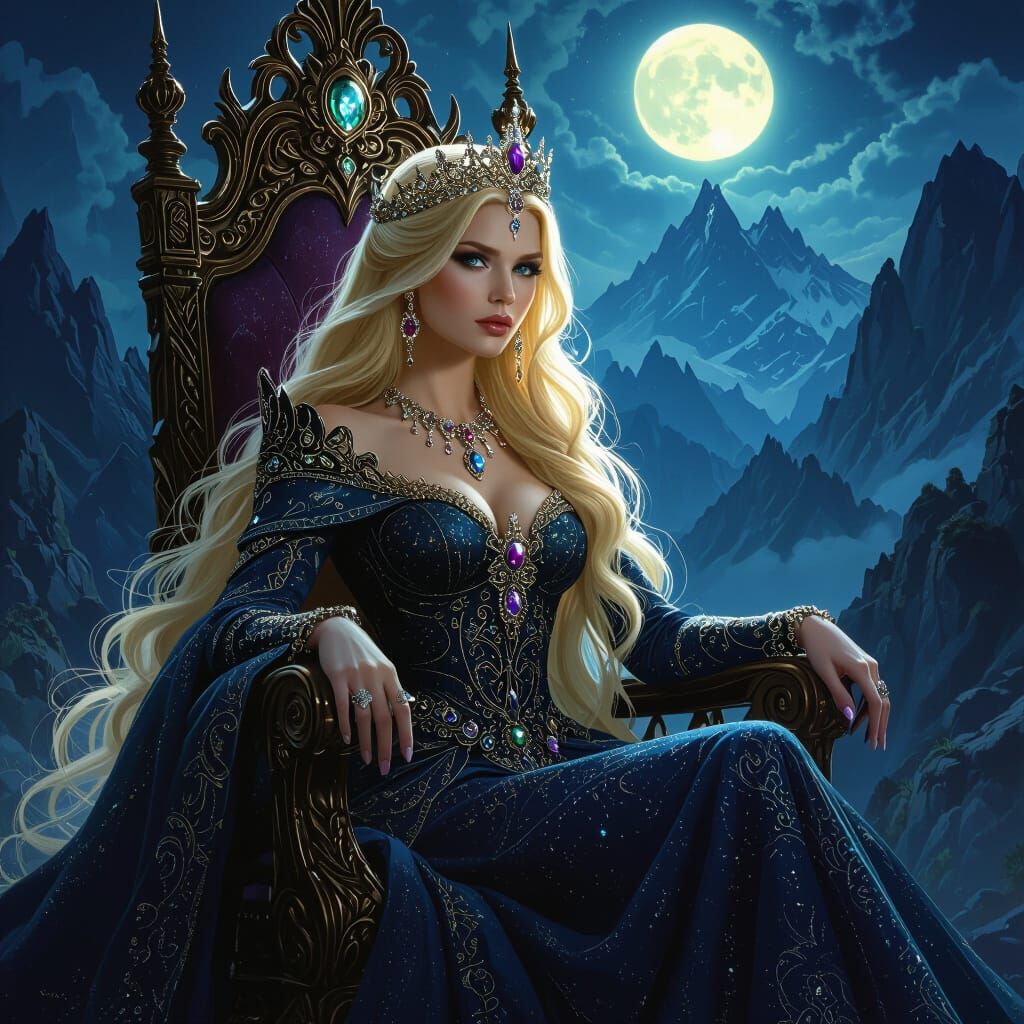 Regal Queen in Mountain Kingdom, Fantasy Art